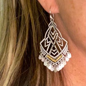 Stella & Dot silver with gold earrings